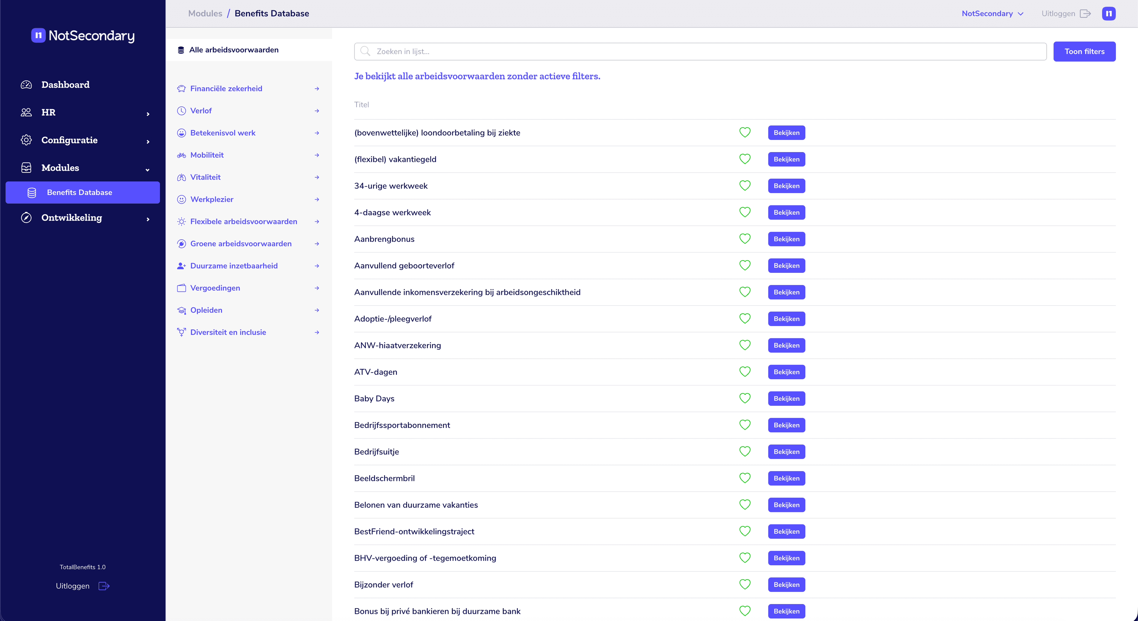 Total Benefits dashboard